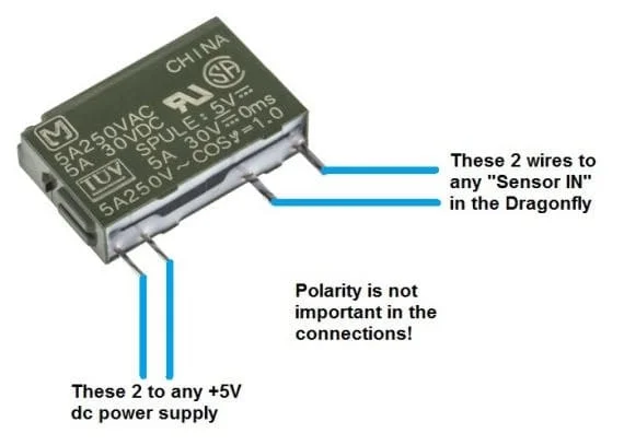 5V DC mechanical relay used for power failure detection