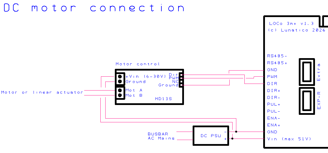 DC motor and MD13S driver wiring