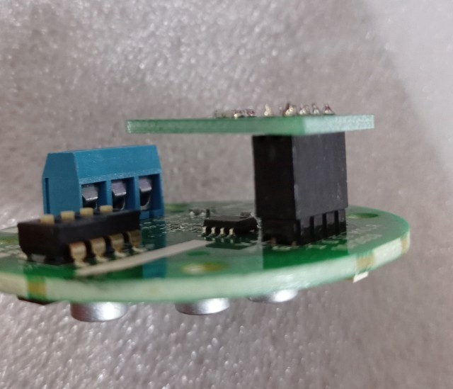The PCB connected to the Hydreon sensor's own board