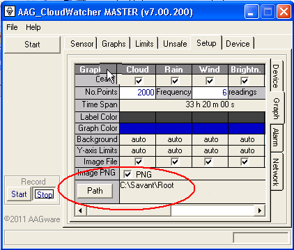 CloudWatcher software data path configuration