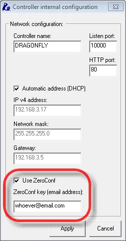 ZeroConf CloudWatcher SOLO connection settings screen