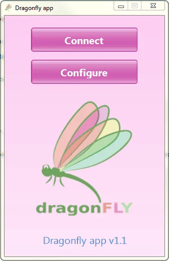 DragonFly desktop app—Connect and Configure screen