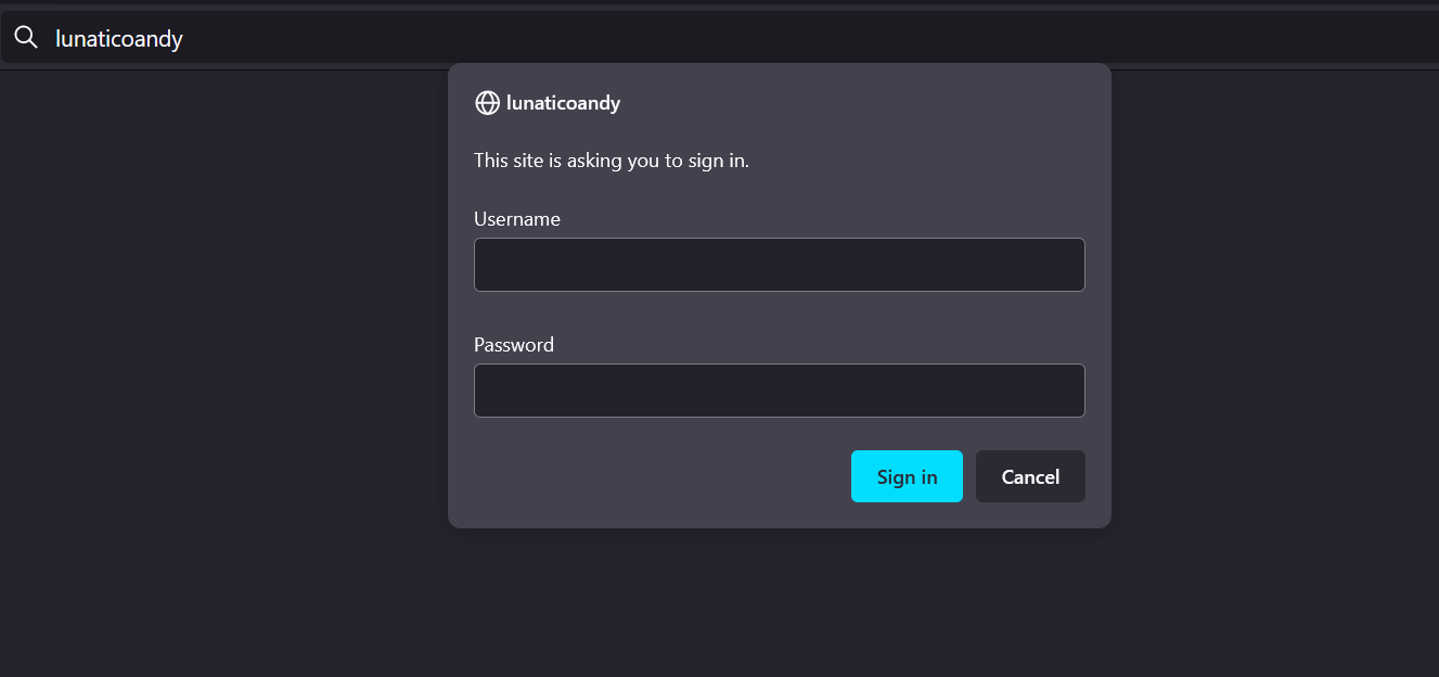 Browser sign-in prompt asking for a username and password before showing the Dragonfly's page