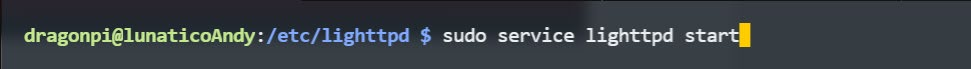 Terminal command: sudo service lighttpd start