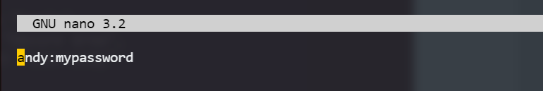 Password file content: andy:mypassword