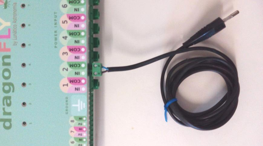 AC mains cable entering the Dragonfly's Power Input strip