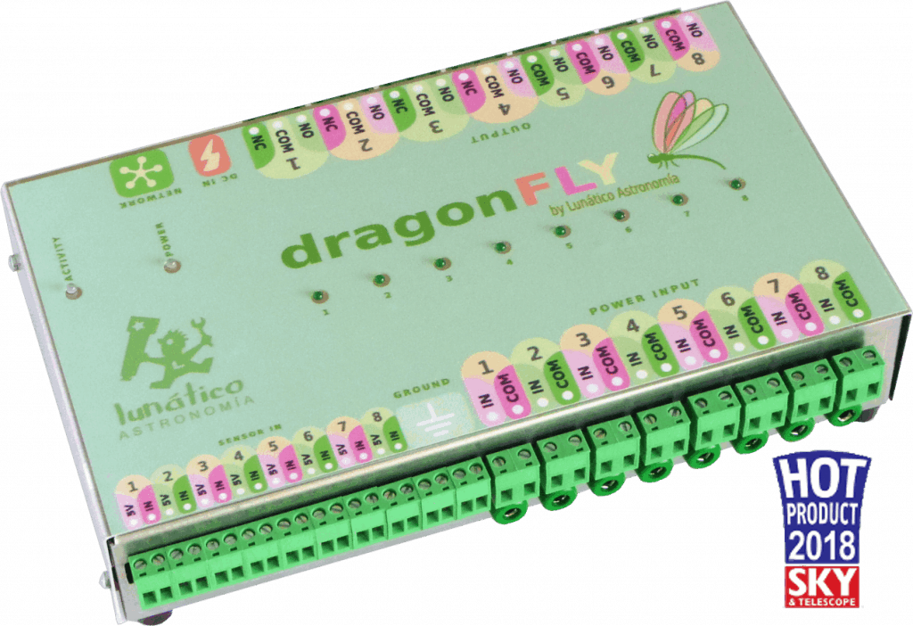 Dragonfly, the Lunatico device to remotely control your roll-off roof observatory.