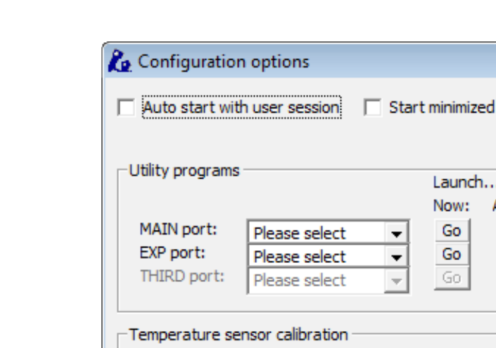 Configuration options window with Especific COM circled and set to 8
