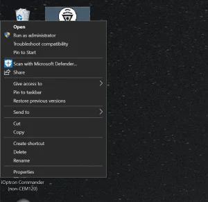 Step 1 — Right-click Properties on installer