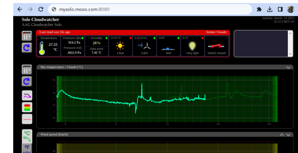 Browser reaching the SOLO's weather page at mysolo.mooo.com:8080