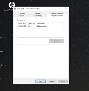 Step 2—Digital Signatures tab in Properties