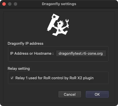 TheSkyX Pro — DragonFly Power Control plugin settings