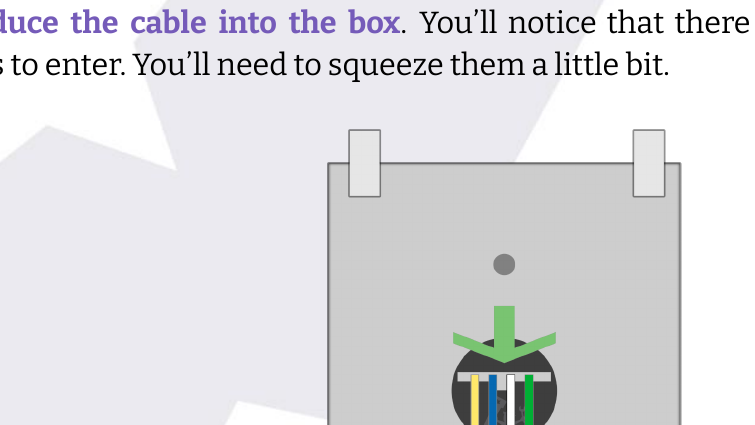 Sensor cable introduced through the hole into the box