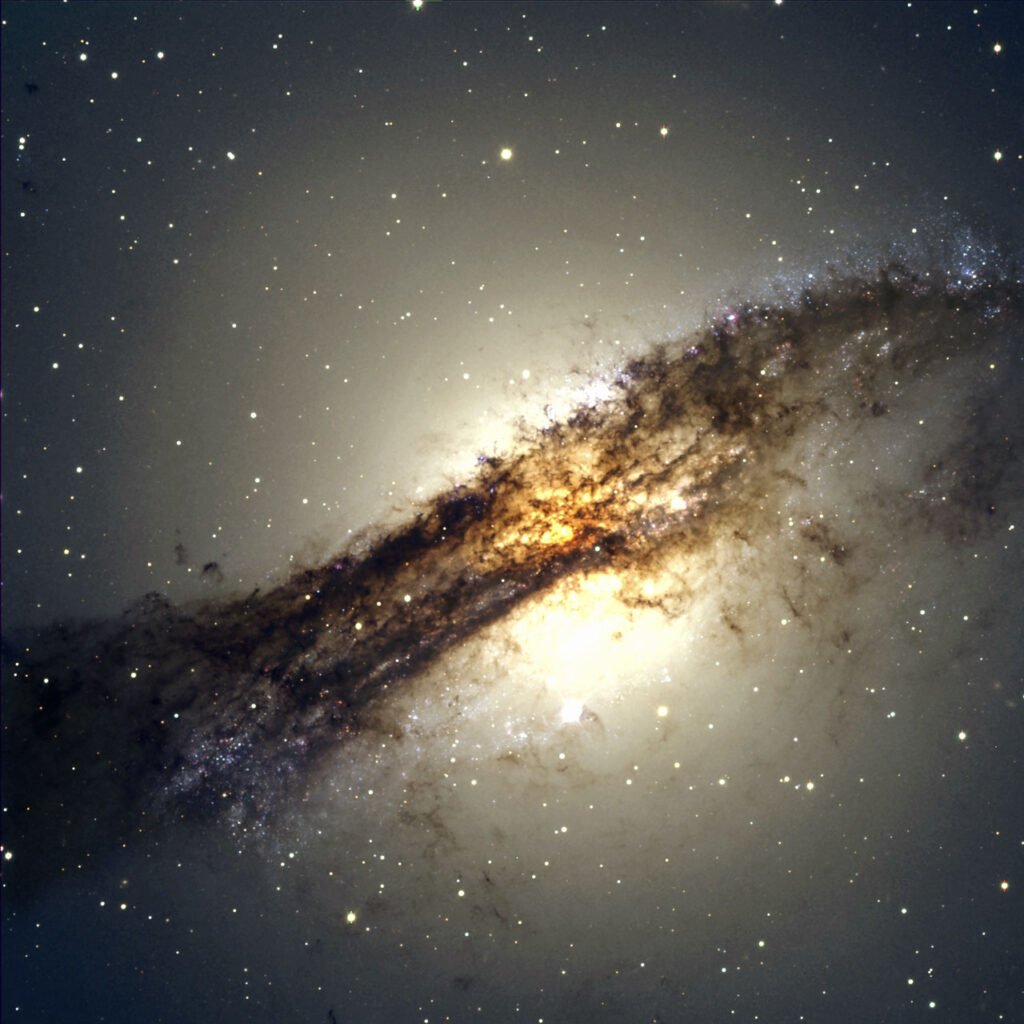 Centaurus A (NGC 5128) showing bright core and dust band. Image credit: ESO