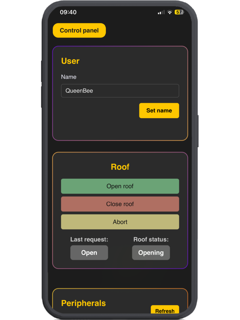 Starling interface accessed from a smartphone