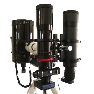 Telescope mounted with DuoScope for reduced weight and improved stability.