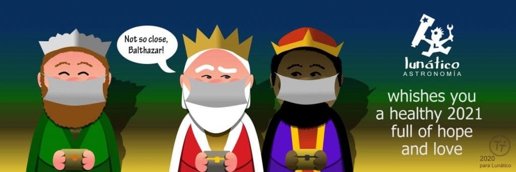 Lunático Astro festive greeting 2020 with bright stars.