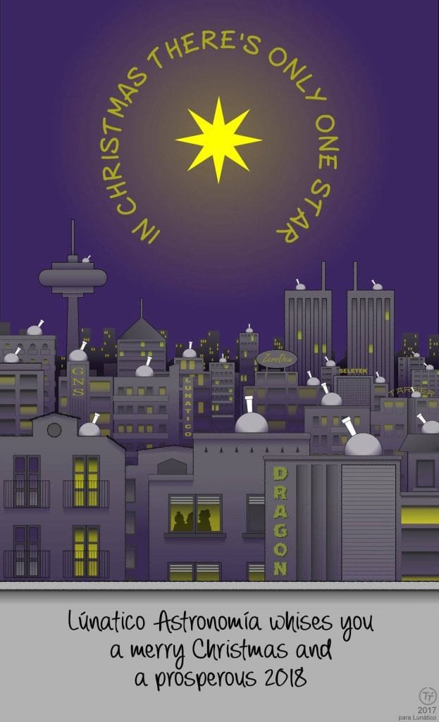 Lunático Astro Christmas greeting 2017 with celestial art.
