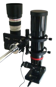 Telescope mounted with DuoScope for reduced weight and improved stability.